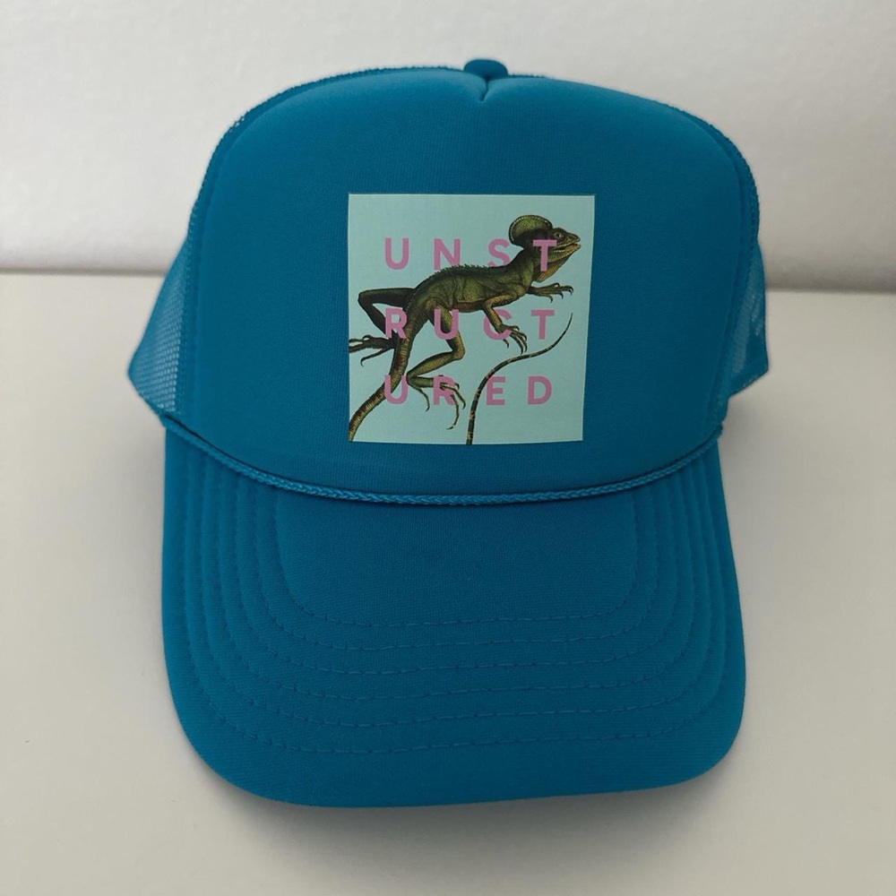 OTTO Teal Blue Trucker Hat with Lizard Patch
